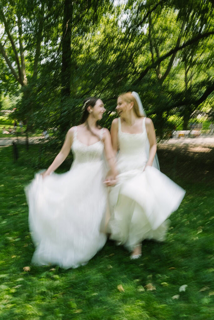 LGBT couple celebrates NYC elopement at Central Park picnic.