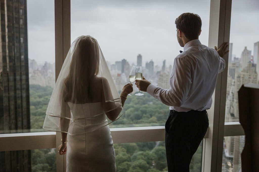 Couple elopes at the Mandarin Oriental hotel in New York City.